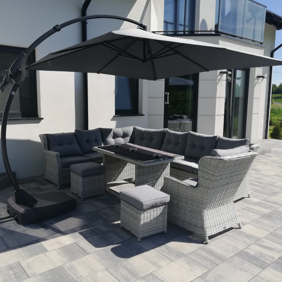 Narożnik z technorattanu TRIVENTO DINING Stone Grey zdjęcie realizacji 1