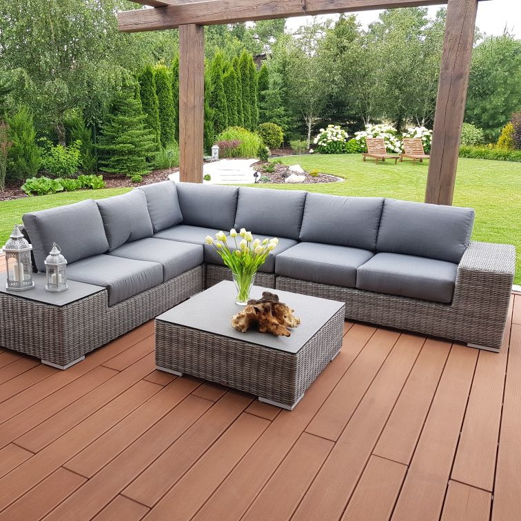 Narożnik technorattan AVOCADO STONE Stone Grey zdjęcie realizacji 1
