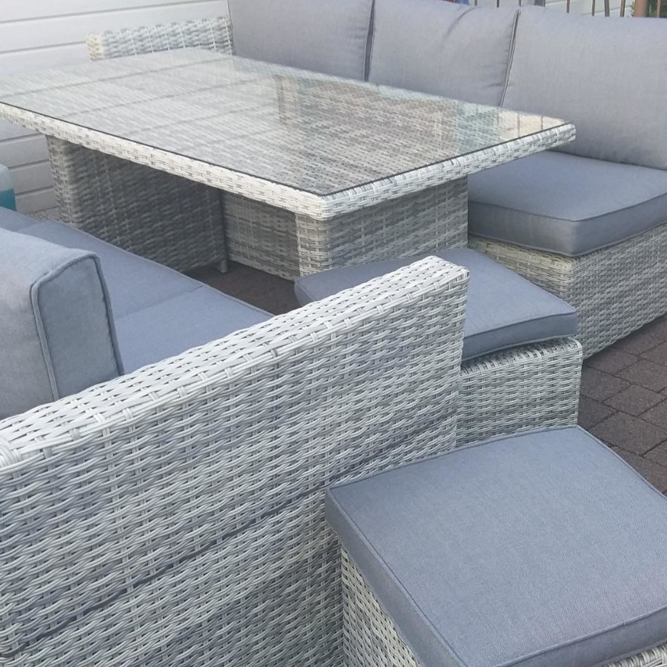 Narożnik technorattan MONIZ DINING PLUS White Grey zdjęcie realizacji 1