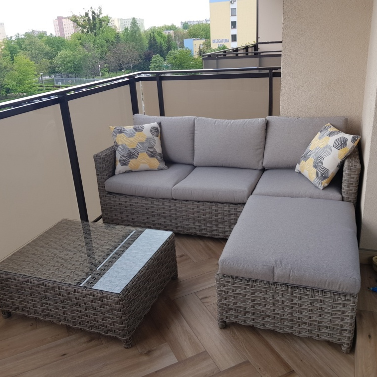 Narożnik technorattanowy MARCO CAFFE Beige zdjęcie realizacji 1