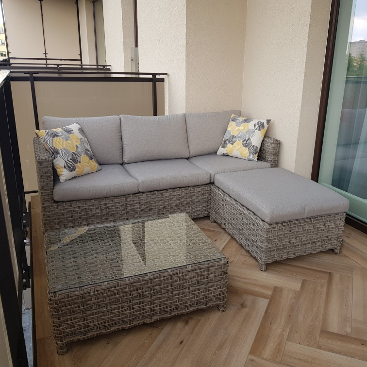 Narożnik technorattanowy MARCO CAFFE Beige zdjęcie realizacji 2