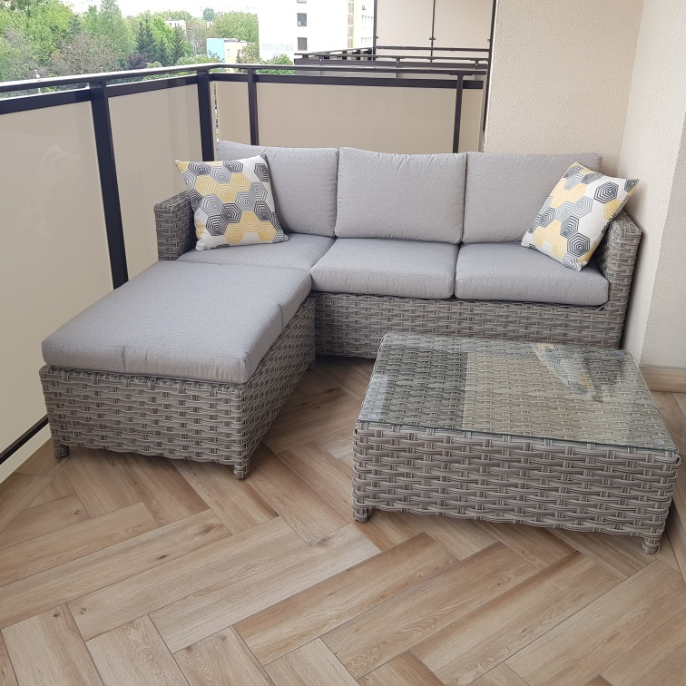 Narożnik technorattanowy MARCO CAFFE Beige zdjęcie realizacji 3
