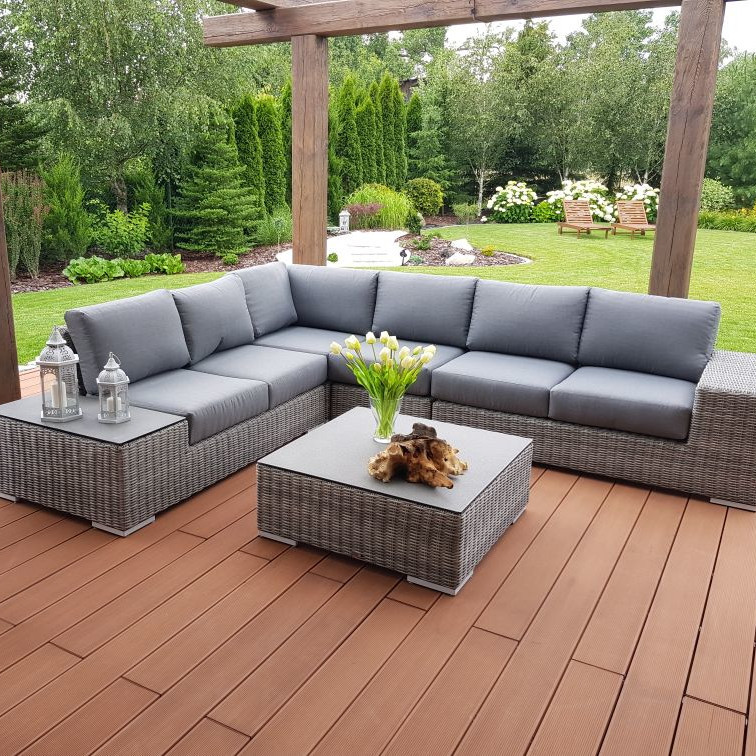Narożnik technorattan AVOCADO Dark Grey zdjęcie realizacji 1