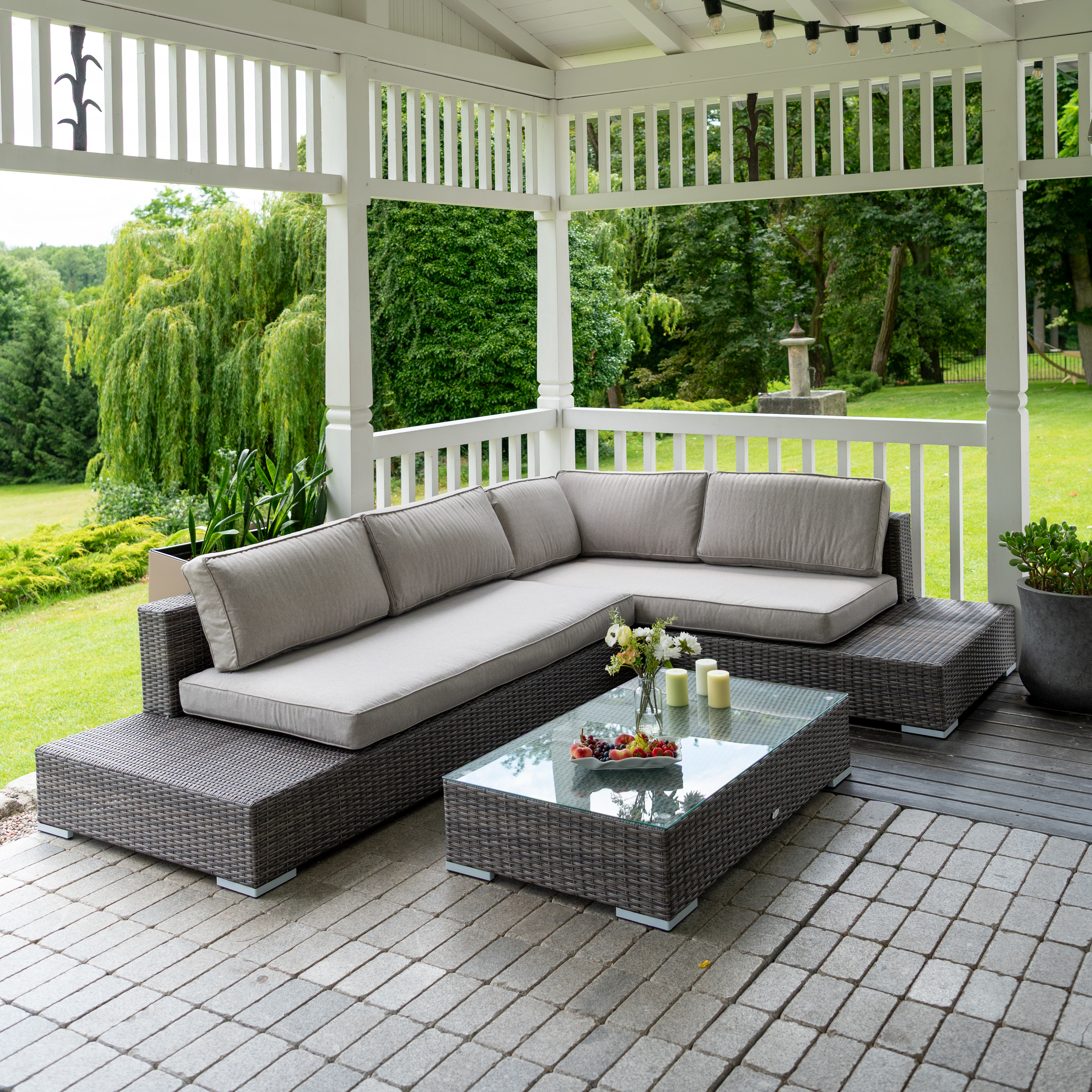Narożnik technorattanowy VERONA Dark Grey zdjęcie realizacji 2