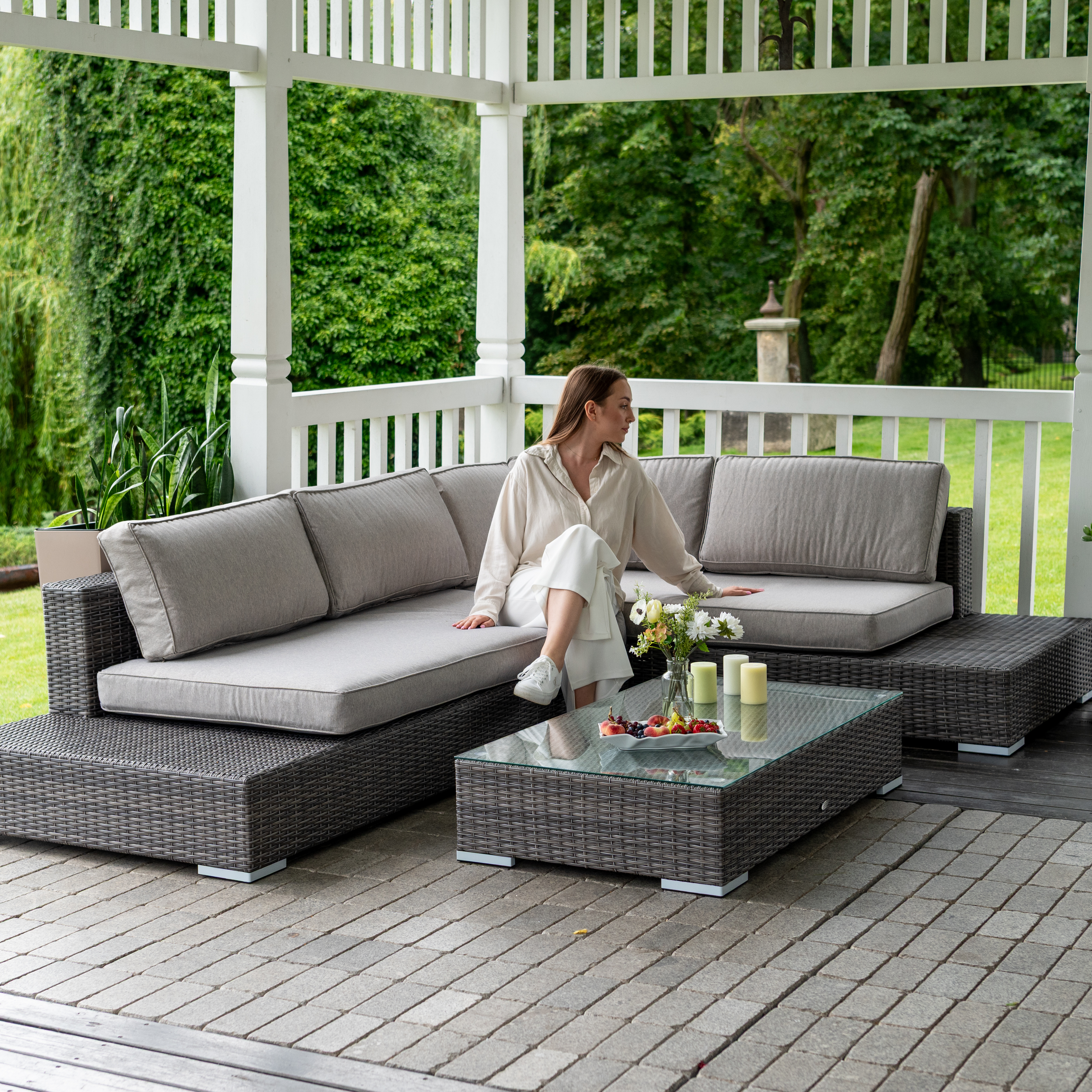 Narożnik technorattanowy VERONA Dark Grey zdjęcie realizacji 5