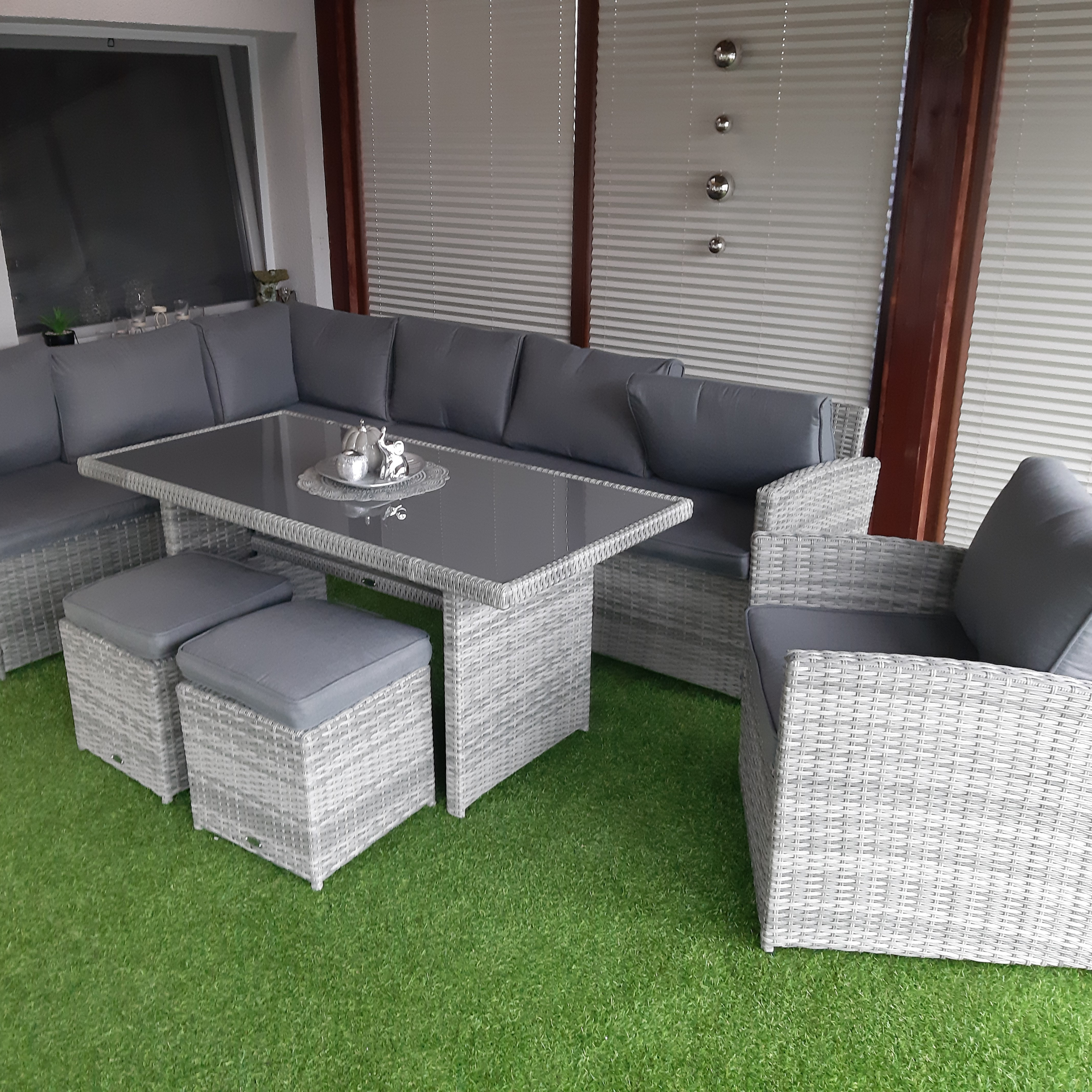 Narożnik technorattanowy SALO + PUFY Stone Grey zdjęcie realizacji 6