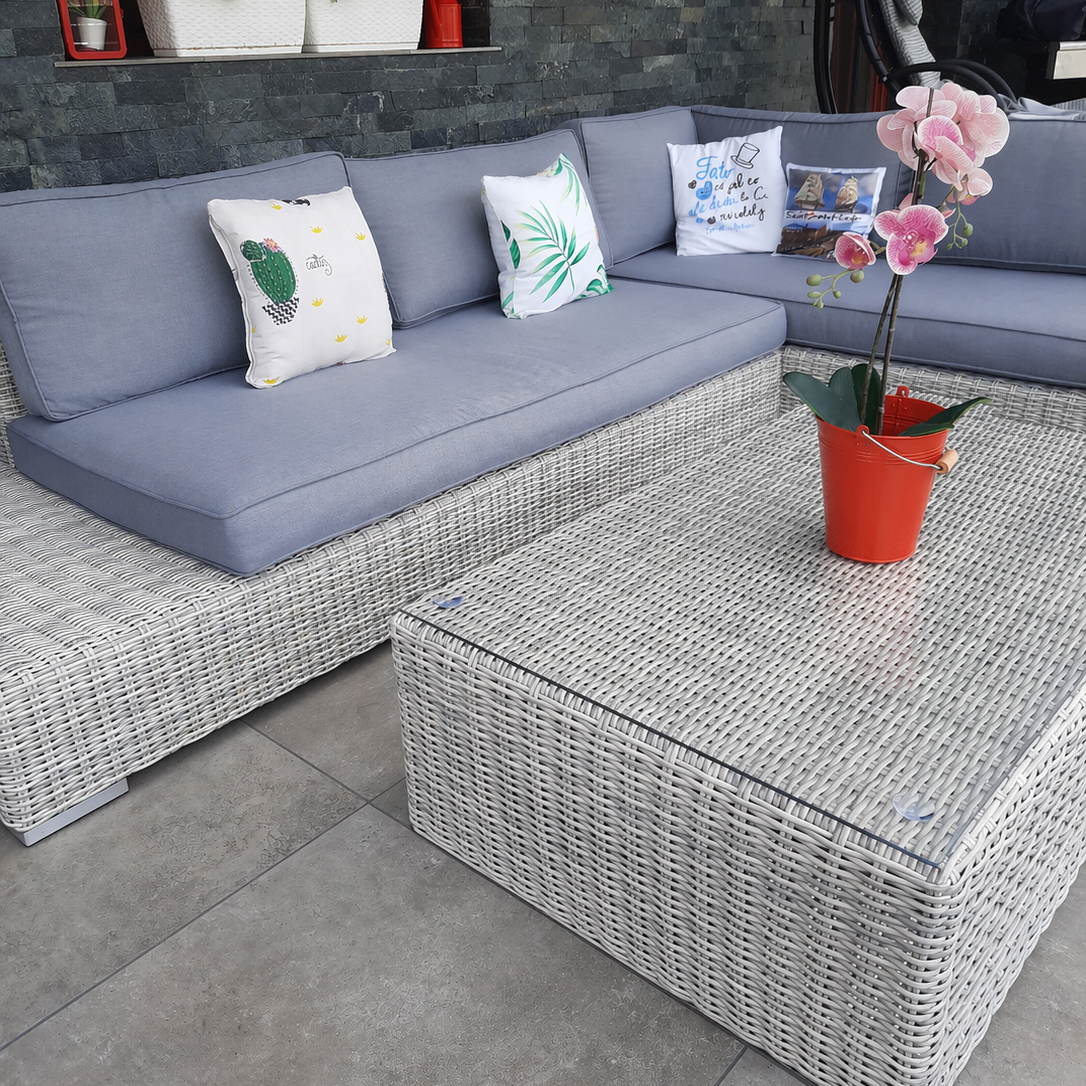 Narożnik technorattan VERONA White Grey zdjęcie realizacji 3