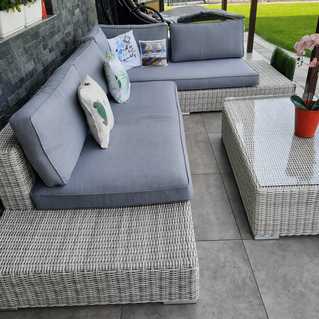 Narożnik technorattan VERONA White Grey zdjęcie realizacji 5