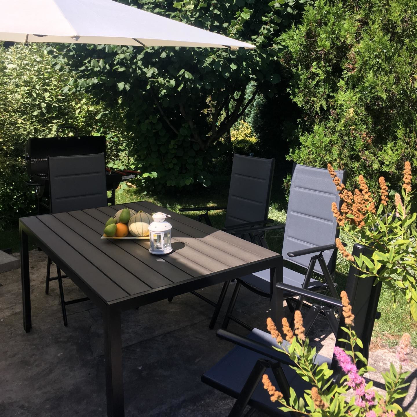 Zestaw mebli ogrodowych SYDNEY Dark grey / Teak zdjęcie realizacji 1