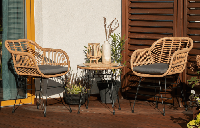 Stół i krzesła na balkon KUBU 2+1, Beige - FOCUS GARDEN